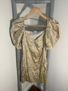 Zara Floral Mini Dress in Cream and Yellow